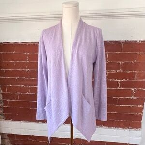 Eileen Fisher Petite Linen Blend Open Front Cardigan Lavender Natural Fiber